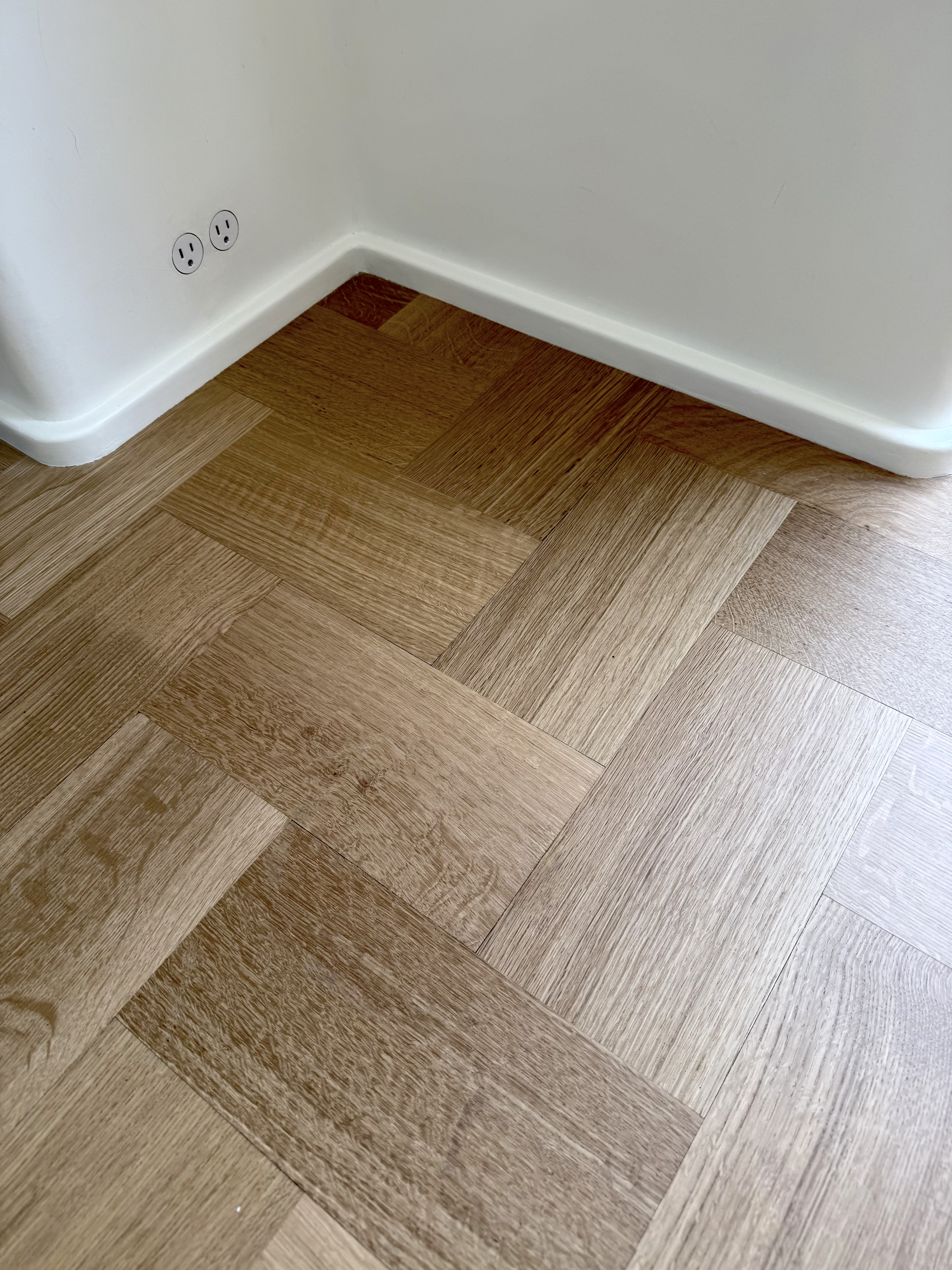 Parquet floor after stain cleanup