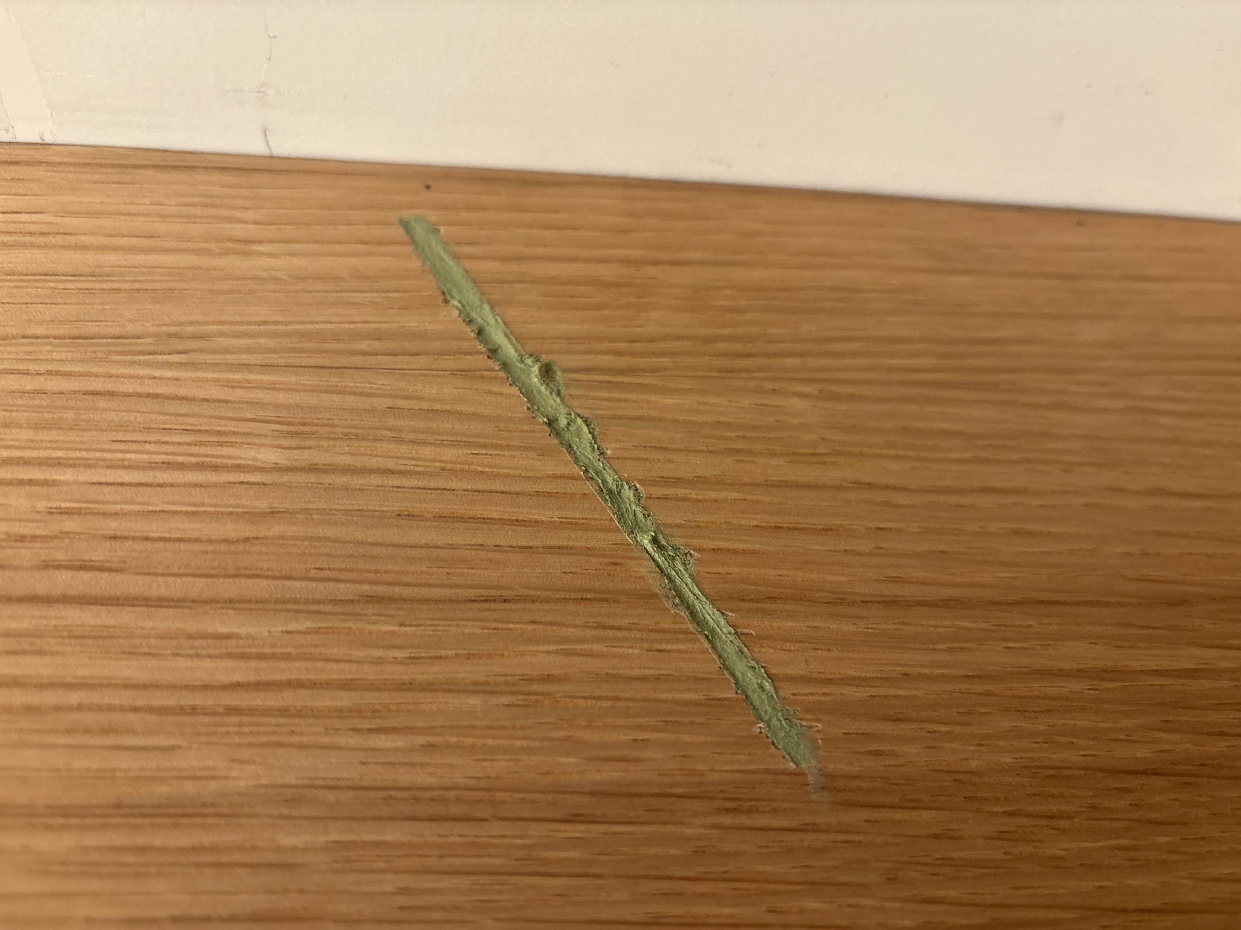 Wood surface before scratch repair