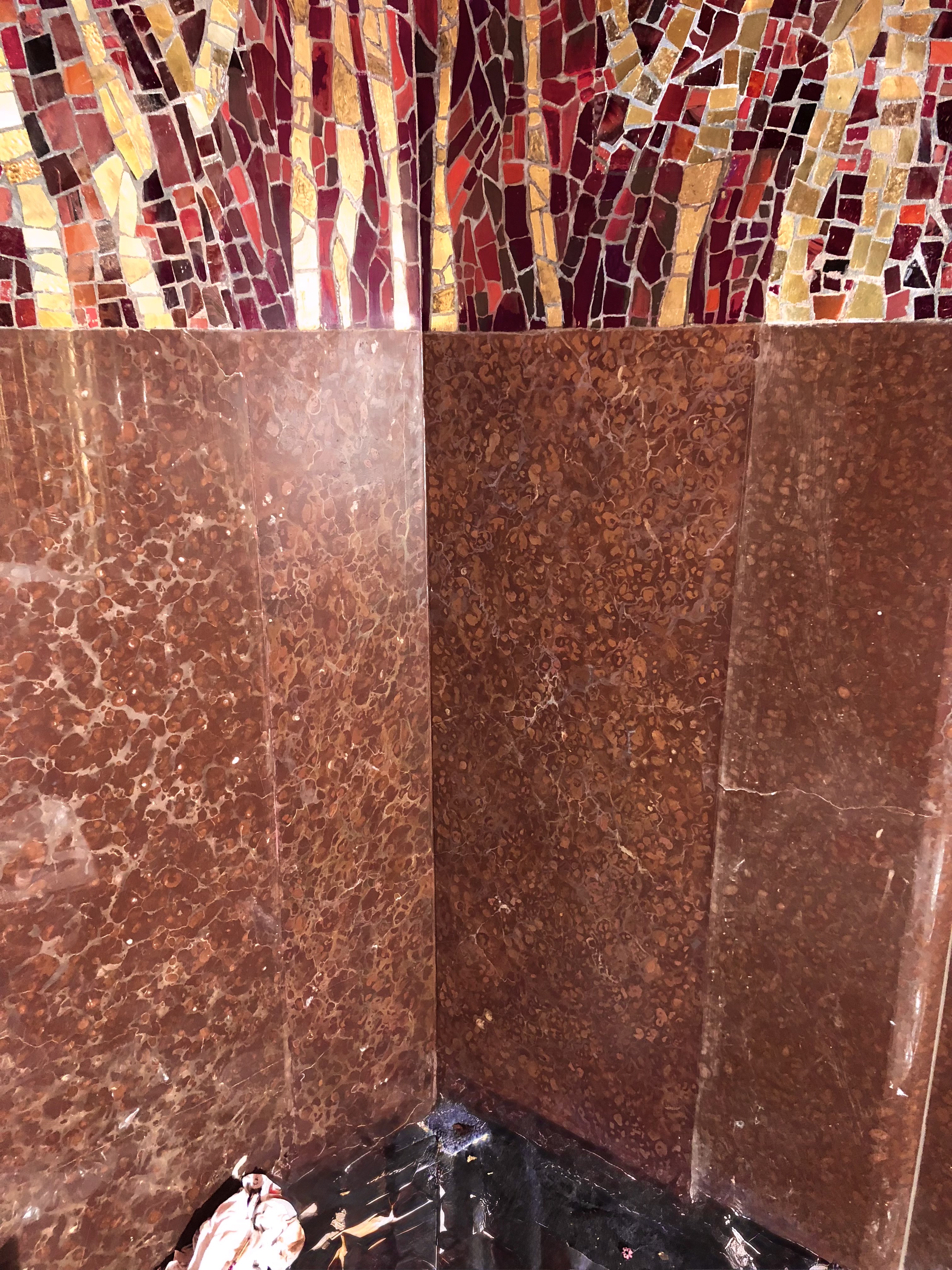 Mosaic wall after decorative repair
